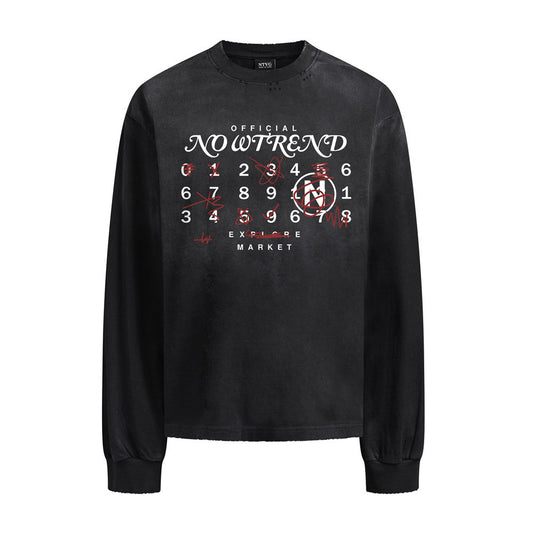 T Shirt Uomo Streetwear Manica Lunga Loose Fit Grafica Nowtrend