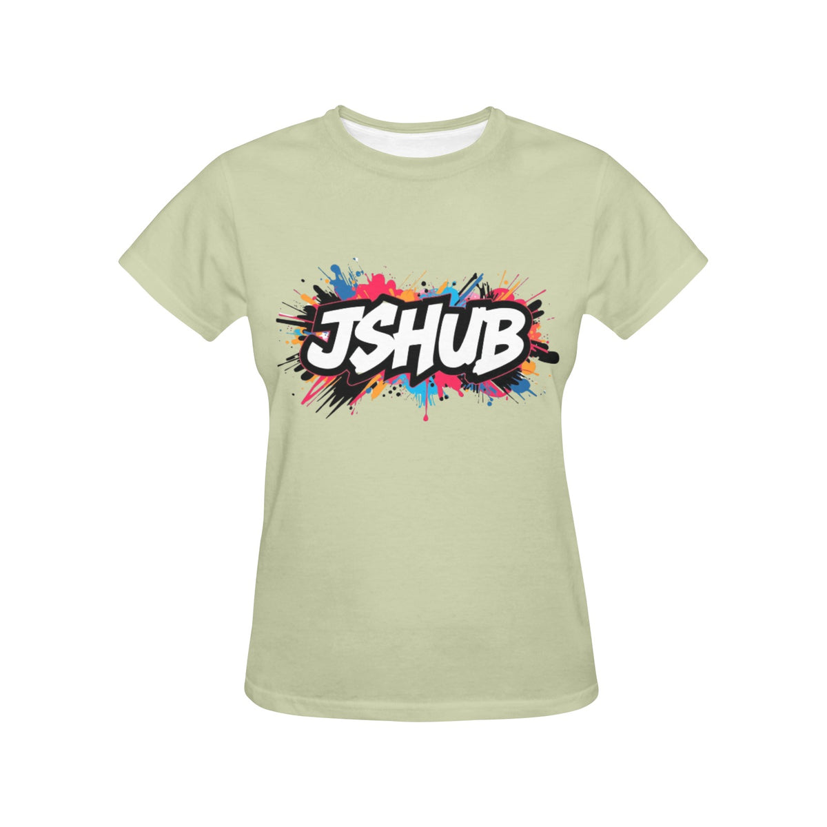 T-shirt Donna JSHub Girocollo Elegante – Stampa All-Over Urban Style