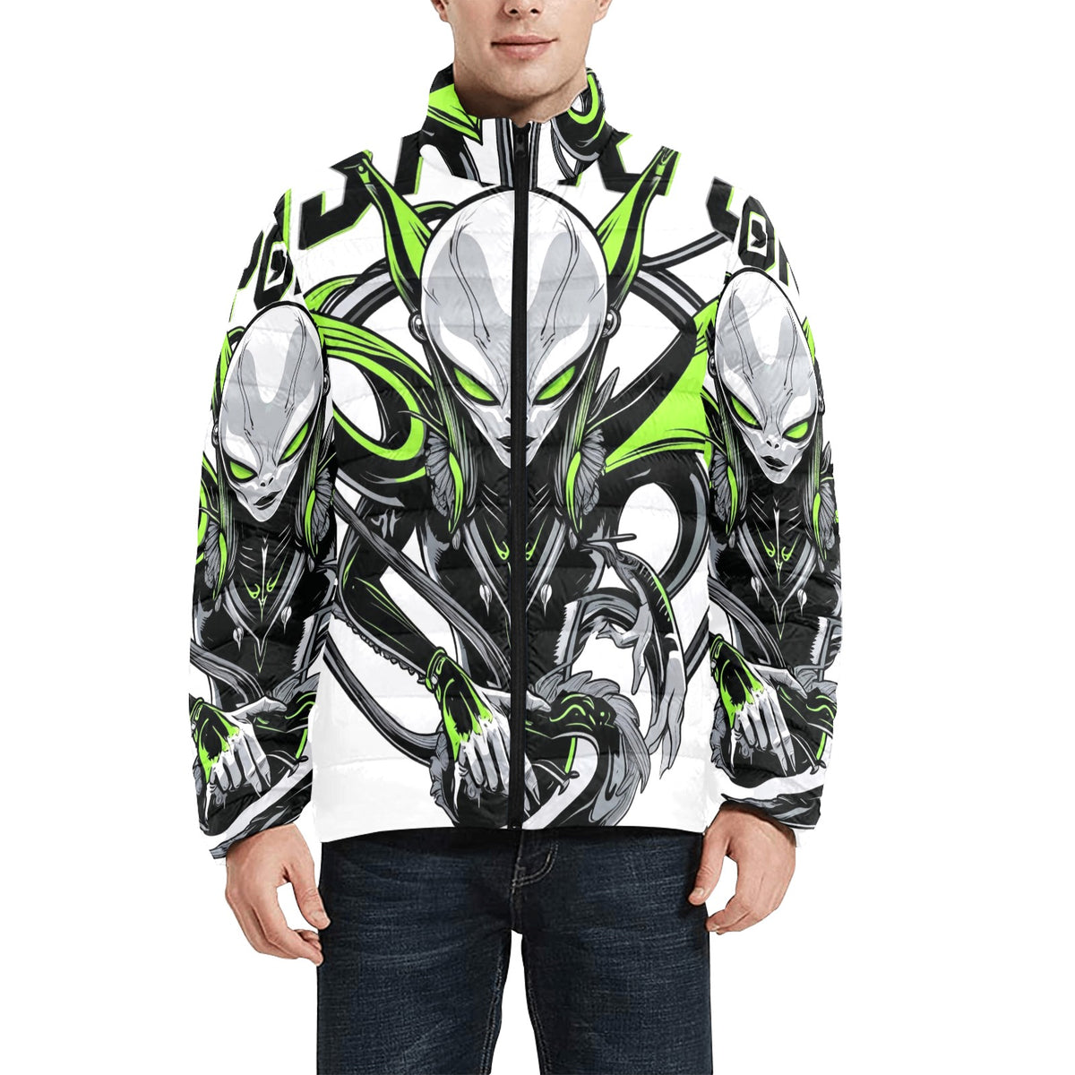 Giacca Bomber Uomo Collezione Xenoflare JSHUB – Base Bianca Stampa All Over