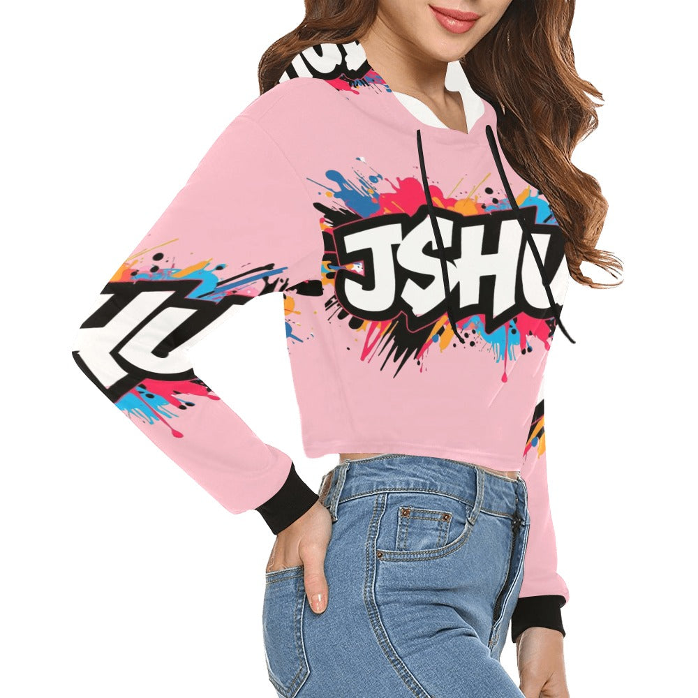 Felpa Corta con Cappuccio da Donna – Stampa All Over JSHub