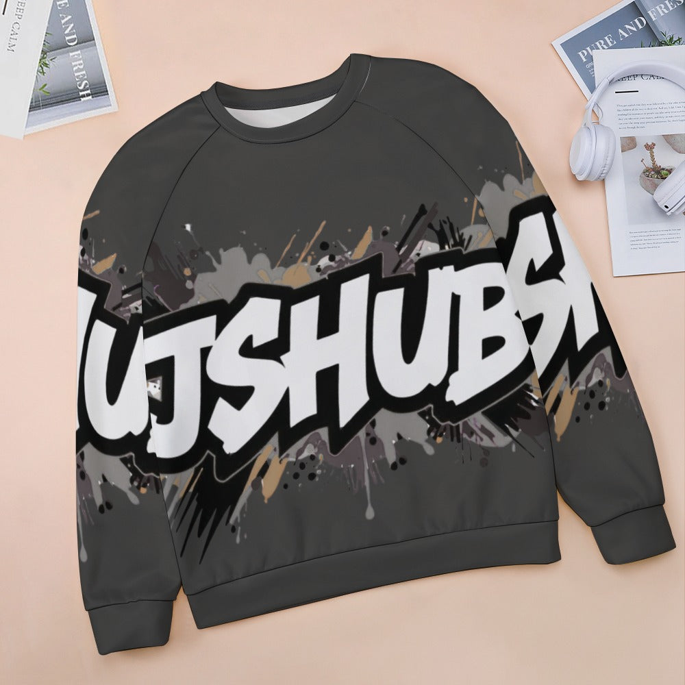 Felpa Donna JSHub Dark Edition – Graffiti Tono su Tono con Scritta Bianca
