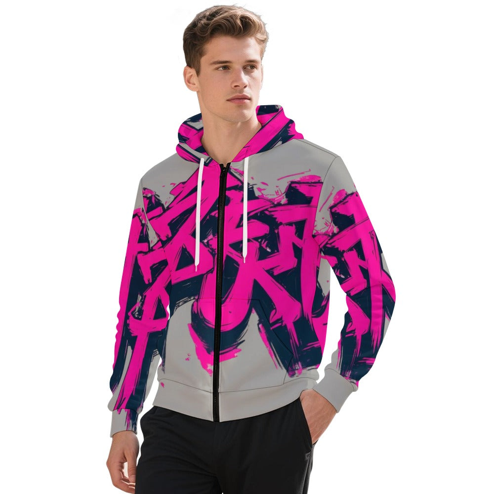 Felpa JSPORTS Momo M07 – Grigio Melange e Fuxia Contornata da Sfumature Scure