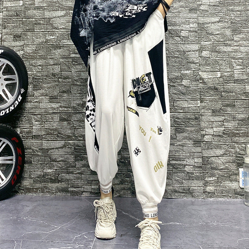 Pantaloni harem stampa lettering street style
