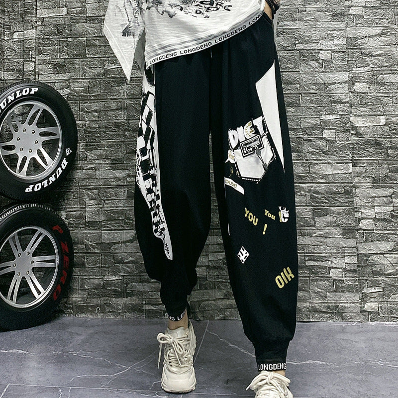 Pantaloni harem stampa lettering street style