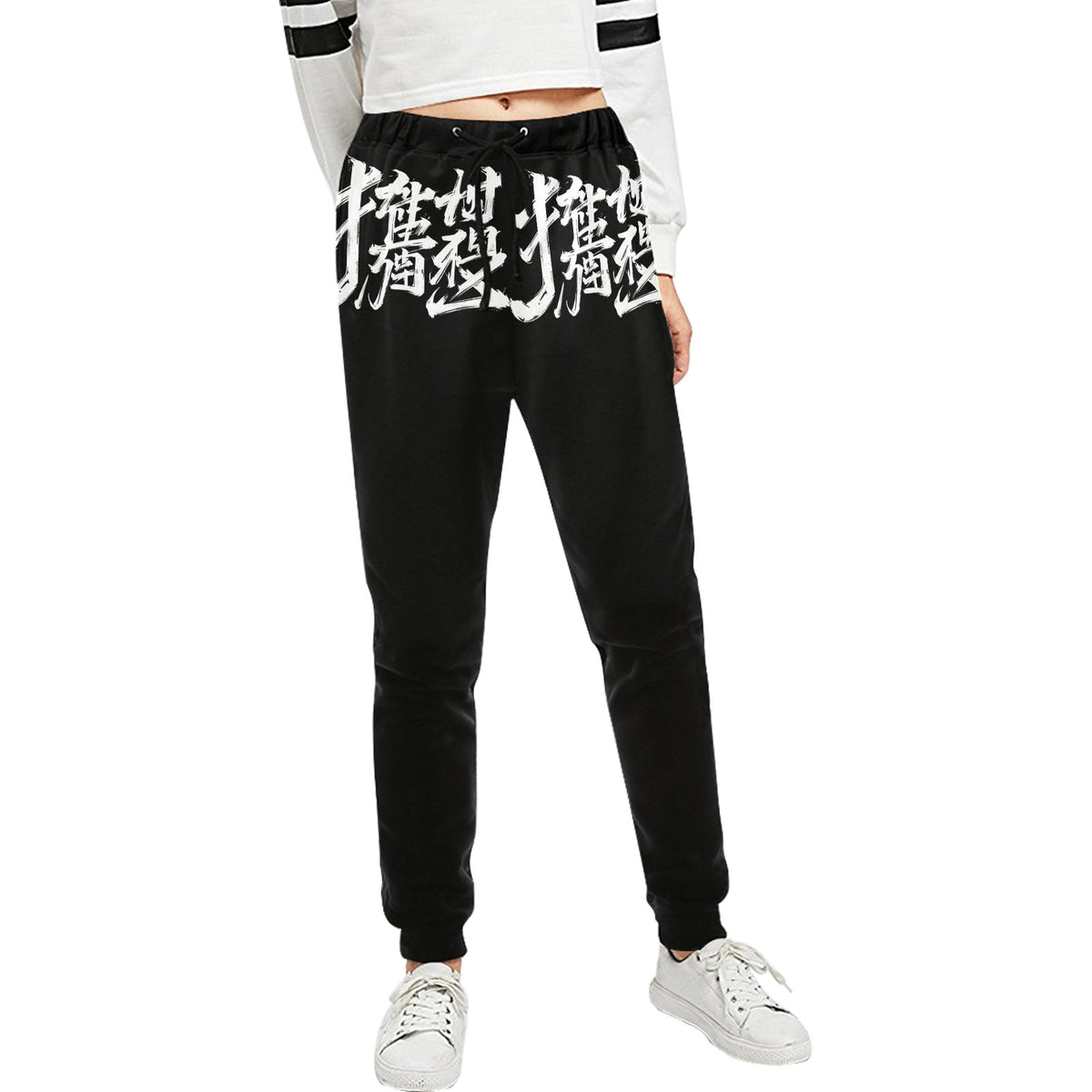Pantalone tuta donna MOMO Bloom – Nero con stampa bianca