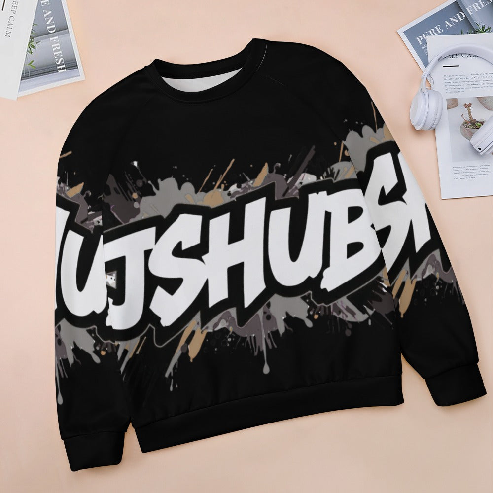 Felpa Donna JSHub Dark Edition – Graffiti Tono su Tono con Scritta Bianca
