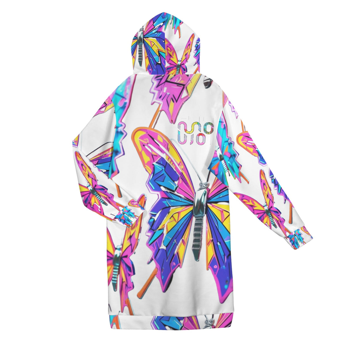 Giacca felpa donna con cappuccio e zip Wings of Noise stampa all-over – 10 varianti colore