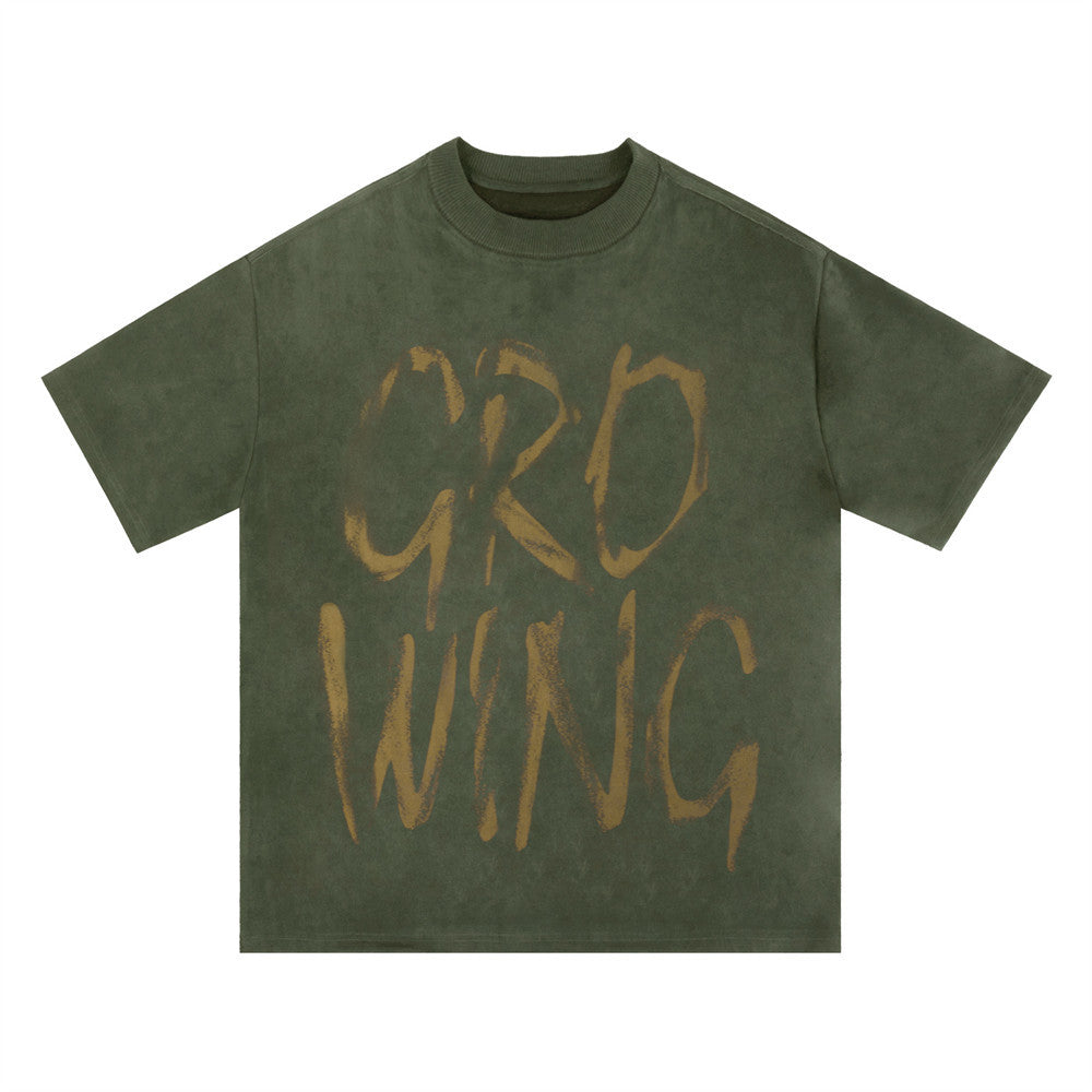 T Shirt Uomo Streetwear Loose Fit Stampa Graffiti Effetto Vintage