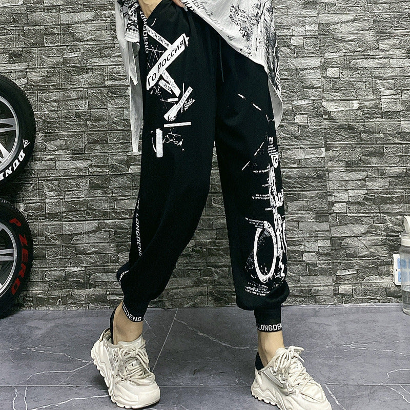 pantaloni harem stampa 3D streetwear in cotone