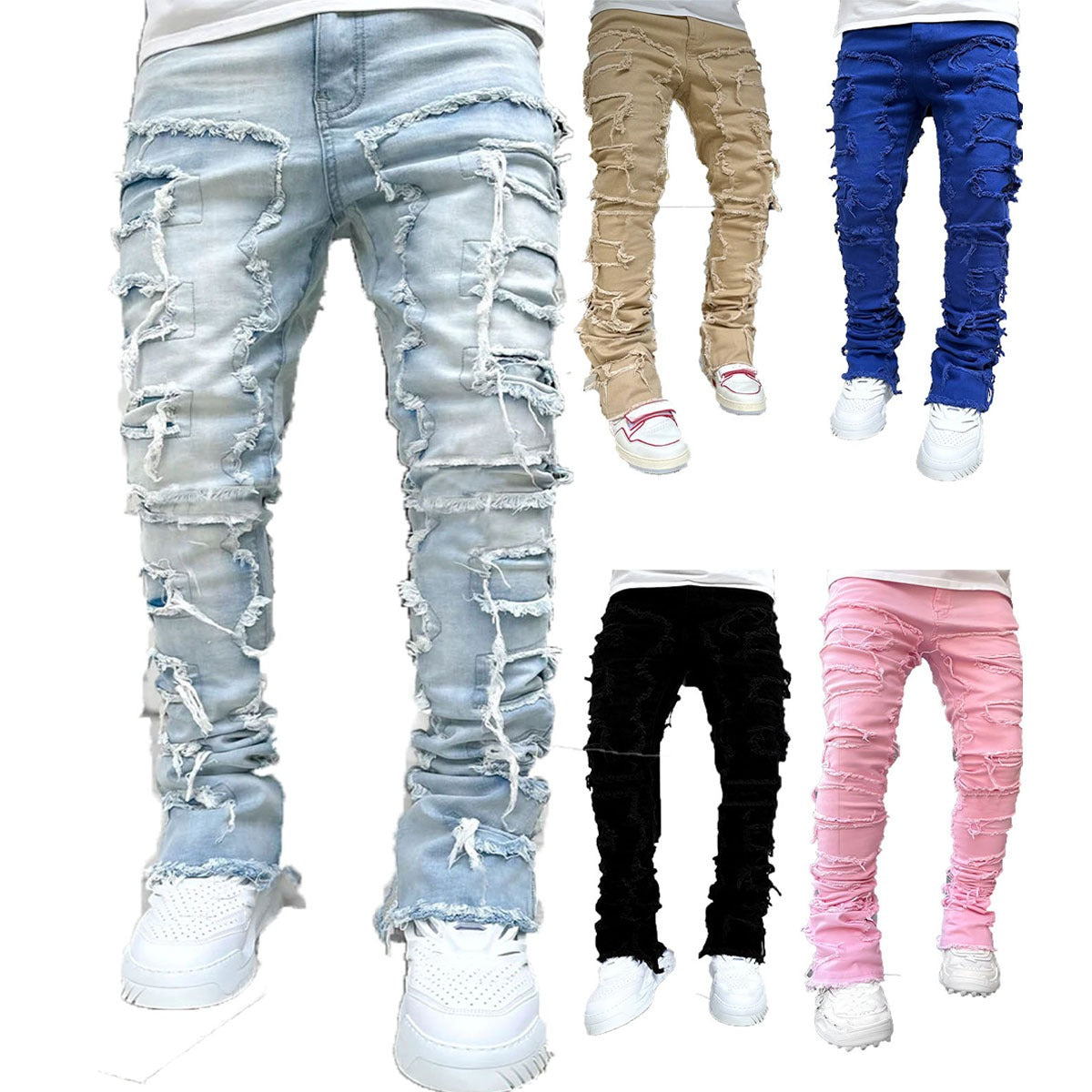 Jeans Denim Patch Elasticizzati