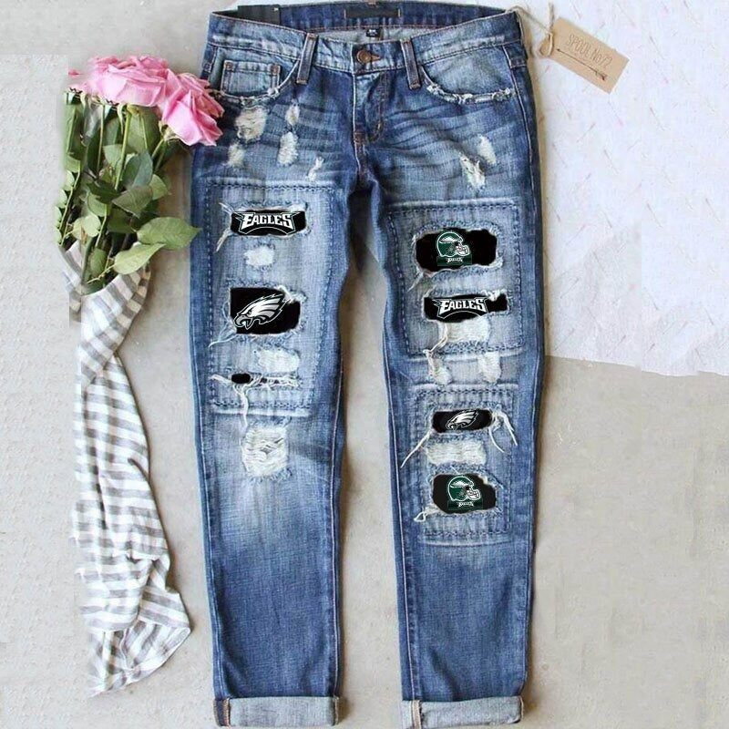jeans street color splicing dritti