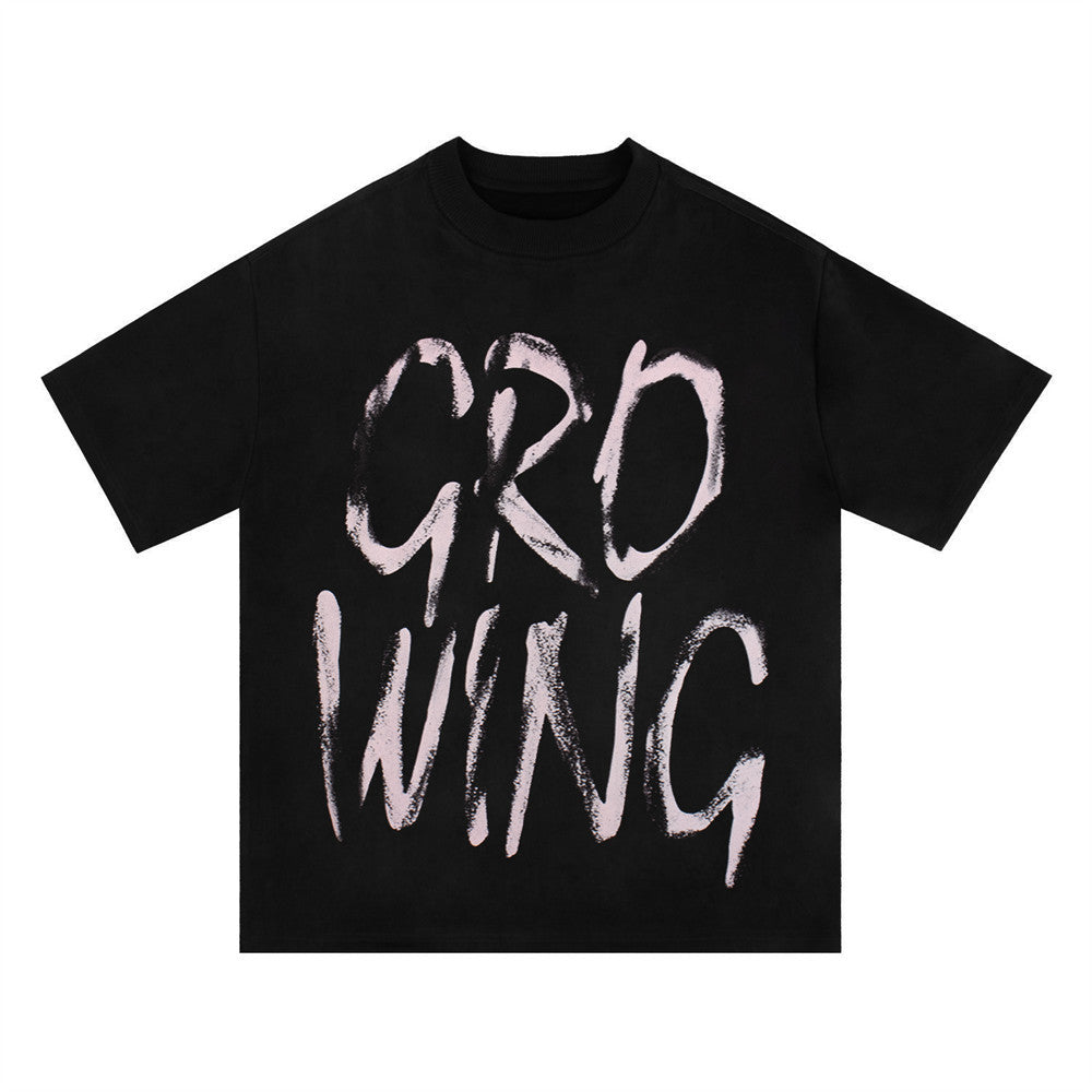 T Shirt Uomo Streetwear Loose Fit Stampa Graffiti Effetto Vintage