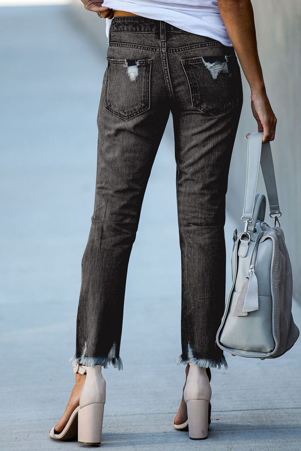 Jeans Boyfriend Distressed Nero
