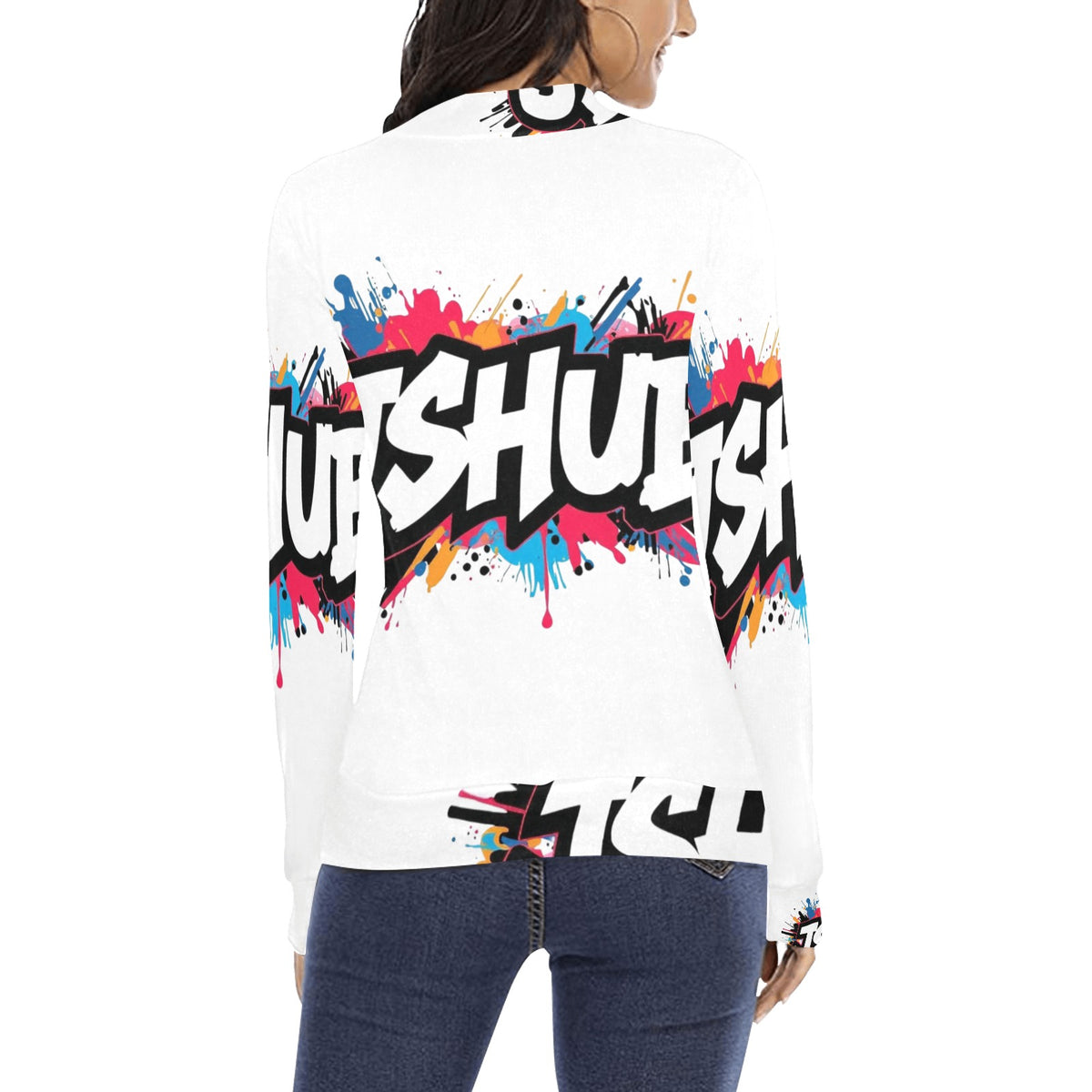 Maglione a collo alto da donna H43 con stampa all-over elegante e confortevole