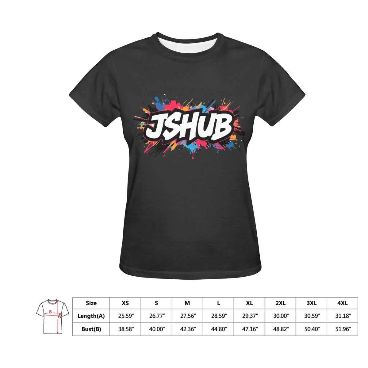 T-shirt Donna JSHub Girocollo Elegante – Stampa All-Over Urban Style