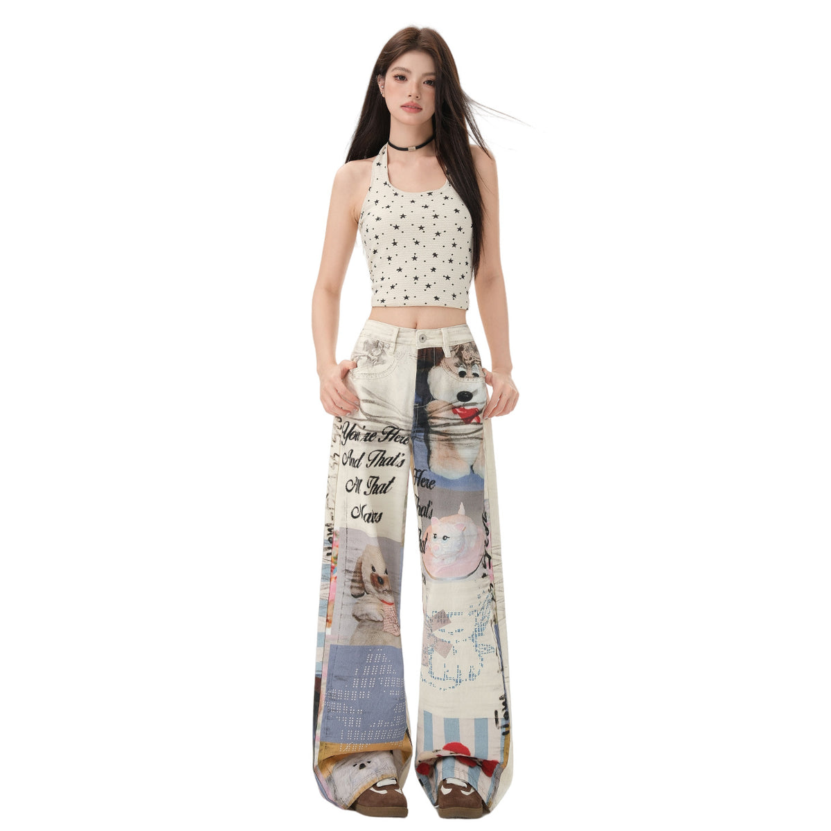 Jeans donna Graffiti Muse Wide Leg