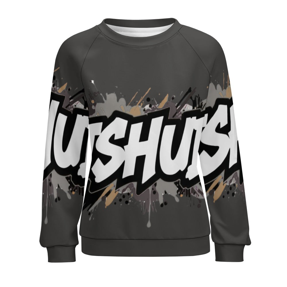 Felpa Donna JSHub Dark Edition – Graffiti Tono su Tono con Scritta Bianca