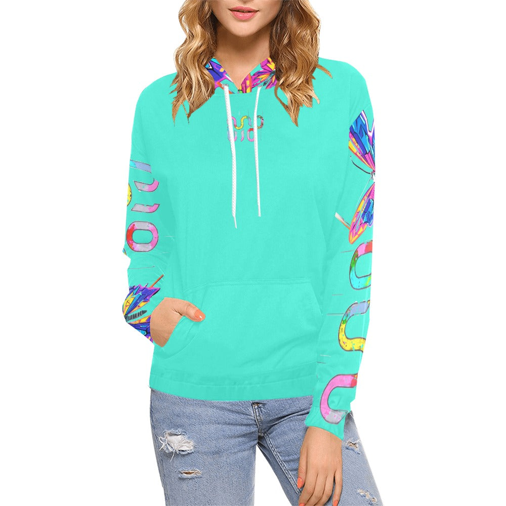 Felpa donna Wings of Noise con cappuccio small tech over – 10 varianti colore