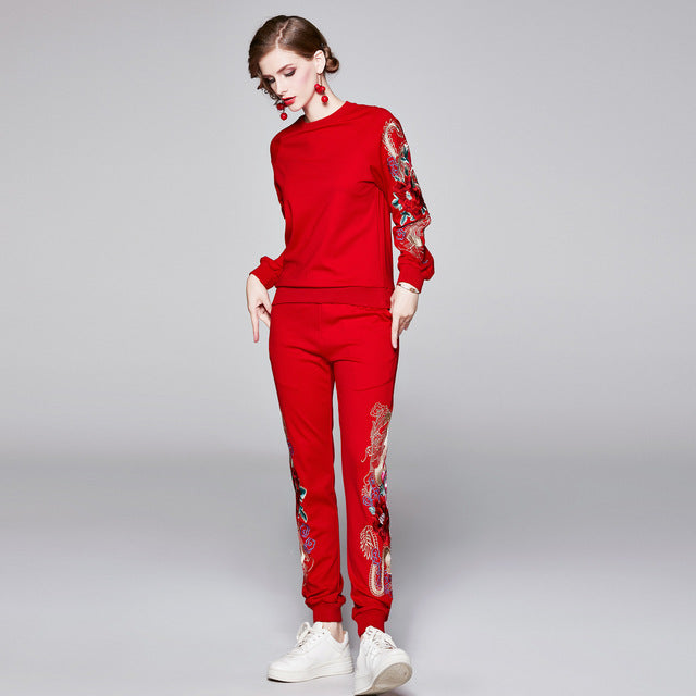 Tuta Bloom Stitch Set – Maglia Ricamata + Jogger Casual