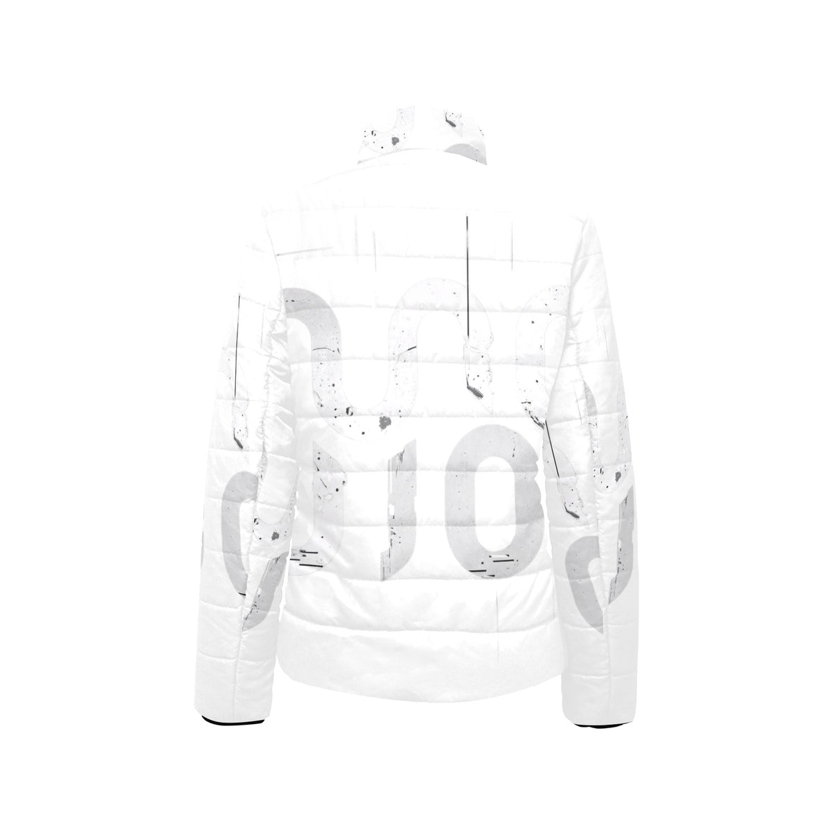 Giacca imbottita donna bianca Concrete Echoes “Urban Static” colletto rialzato