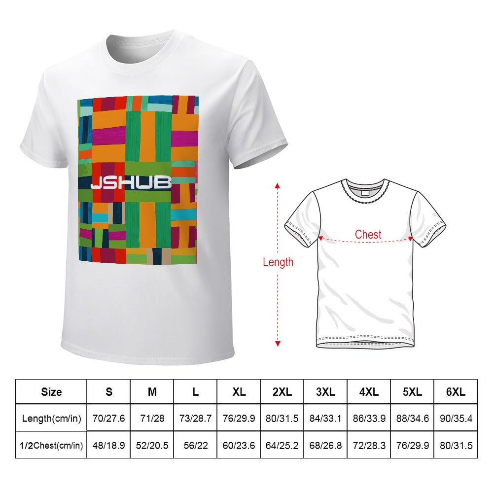 T-Shirt Uomo JSHUB Mosaic Blocks Bianca in Cotone 100% – Stampa Artistica Urban Color
