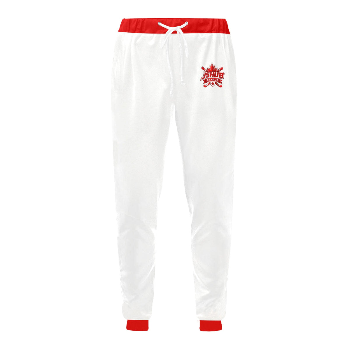 Pantaloni Sportivi Uomo JSHUB Canada Ispirati ai NationWinter 2026 – Tuta Bianca con Inserti Rossi