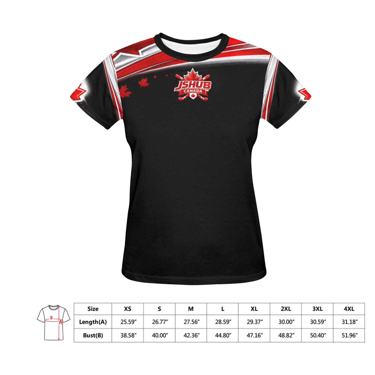 T-shirt Donna JSHUB Canada Ispirata ai NationWinter 2026 – Stampa Integrale Sportiva