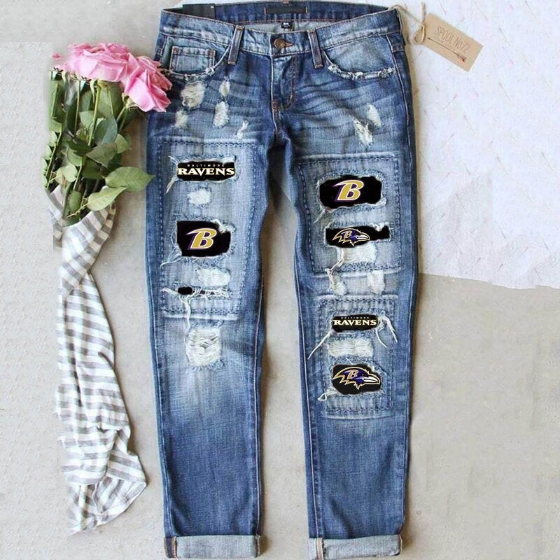 jeans street color splicing dritti