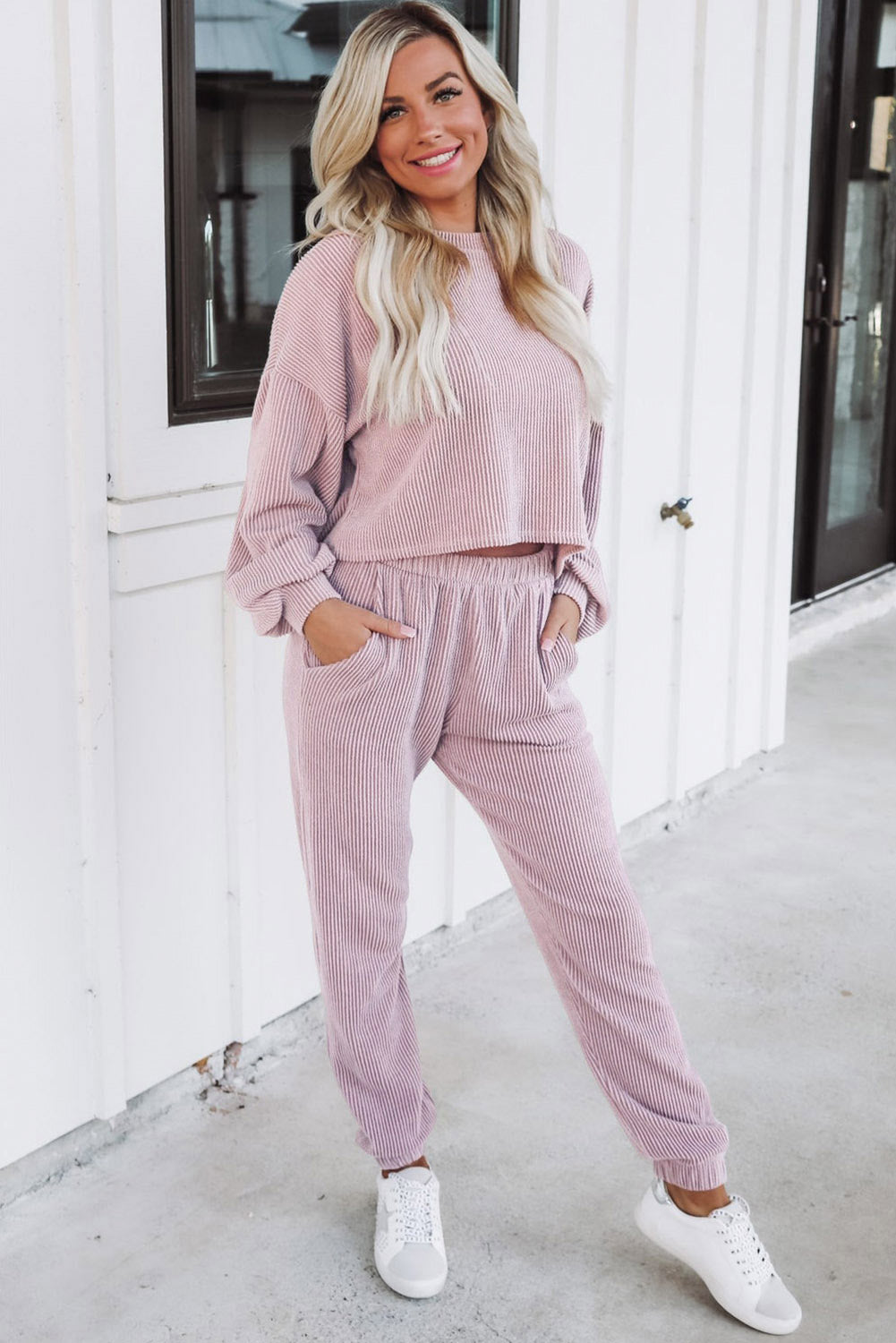 Tuta Lounge Ribbed Chestnut Set
