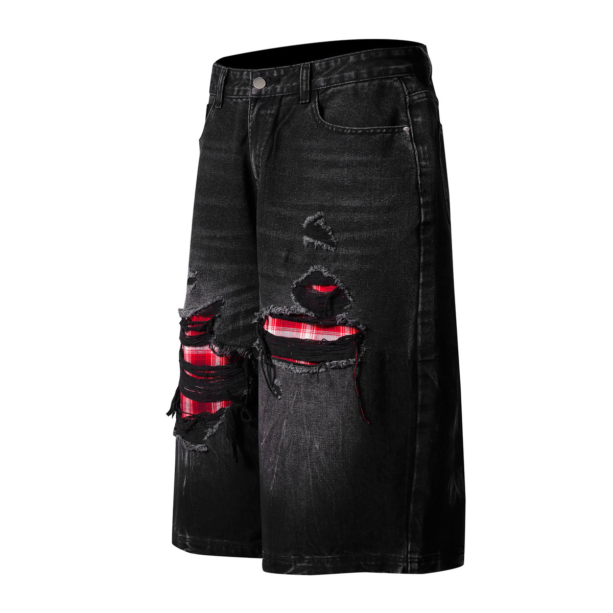 Bermuda “Block Fade” jeans distressed colorblock loose fit
