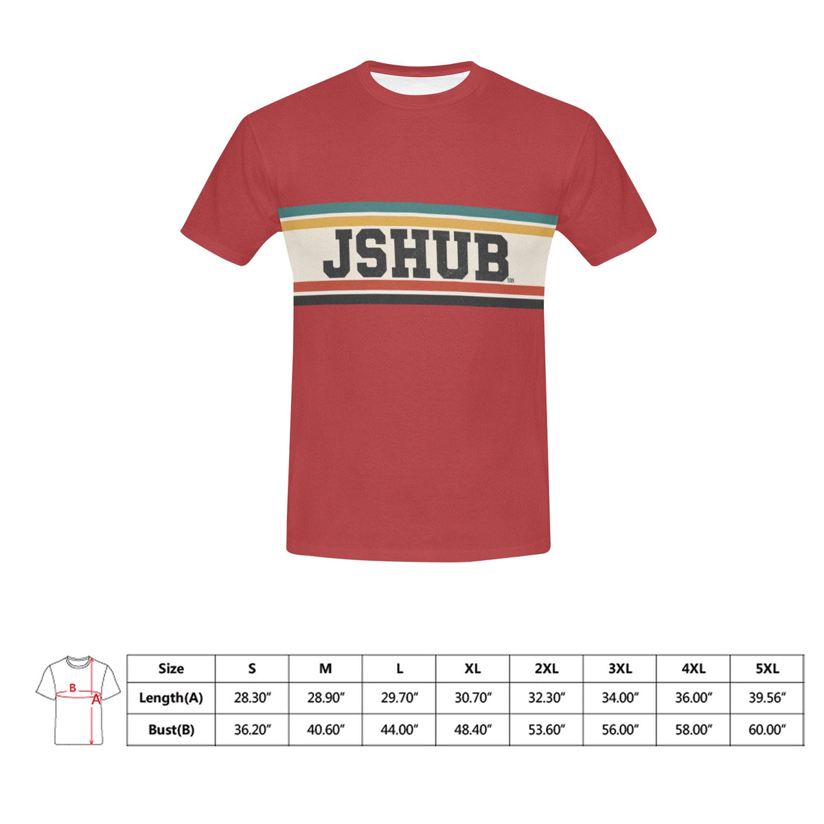 T-Shirt Uomo JSHUB Anni 50 – Collezione Sport Heritage All Over