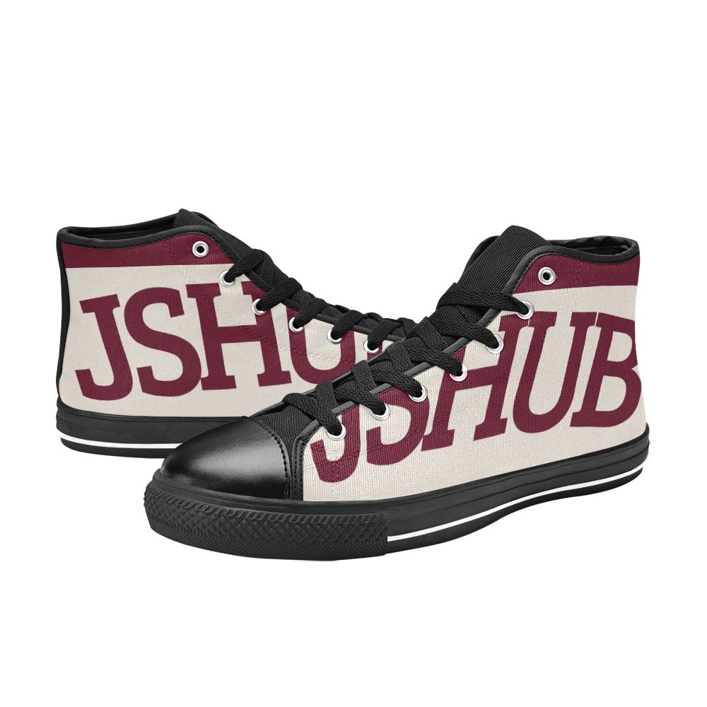 Sneakers alta donna JSHUB in tela bianca stile anni 50