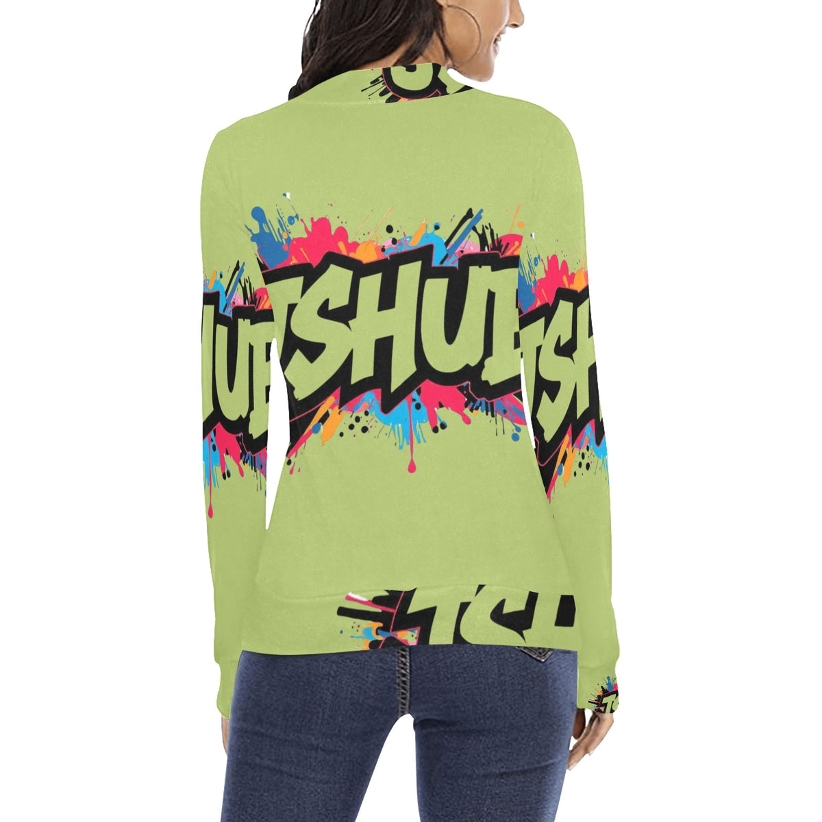 Maglione a collo alto da donna H43 con stampa all-over elegante e confortevole