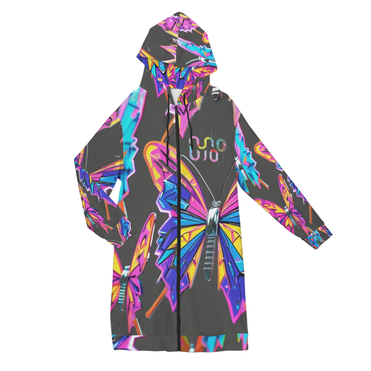 Giacca felpa donna con cappuccio e zip Wings of Noise stampa all-over – 10 varianti colore