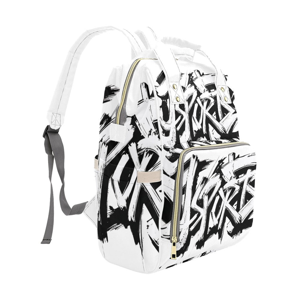 Zaino multifunzione Momo JSPORTS – Bianco con stampa all-over nera