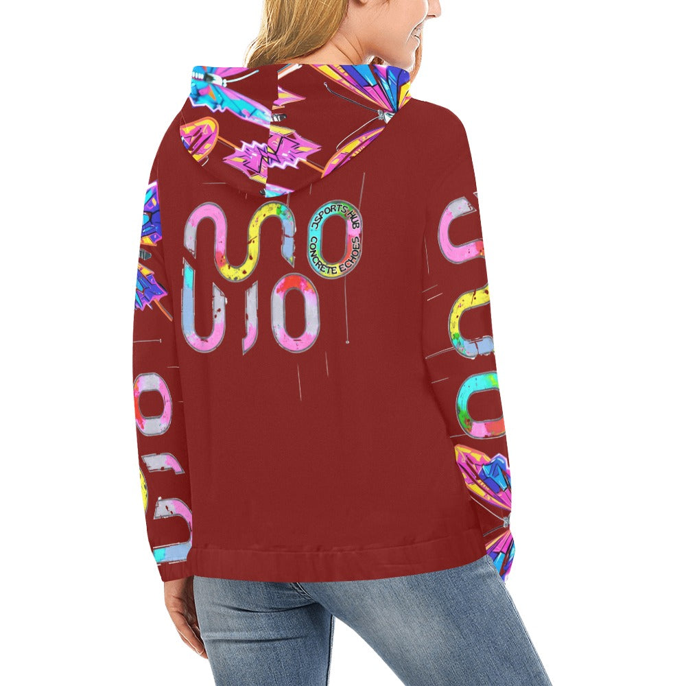 Felpa donna Wings of Noise con cappuccio small tech over – 10 varianti colore