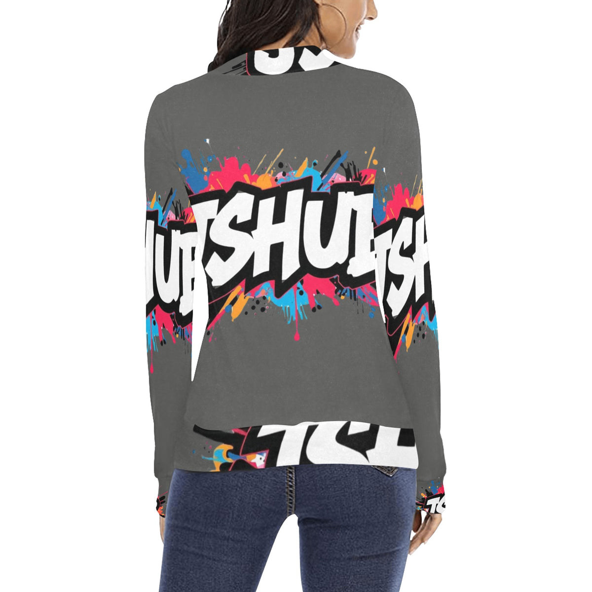 Maglione a collo alto da donna H43 con stampa all-over elegante e confortevole