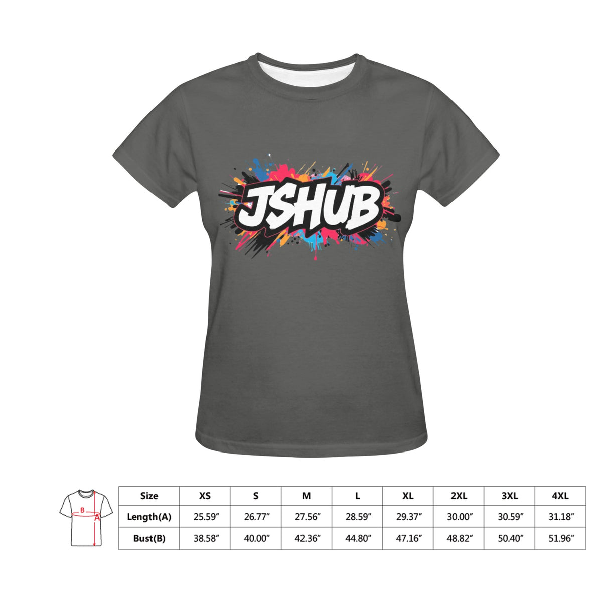 T-shirt Donna JSHub Girocollo Elegante – Stampa All-Over Urban Style