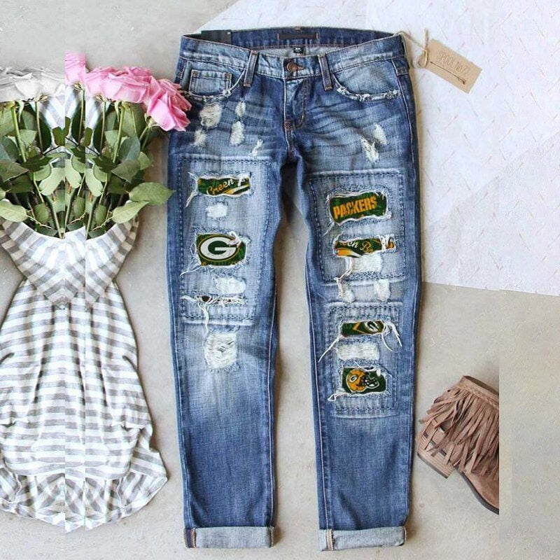 jeans street color splicing dritti