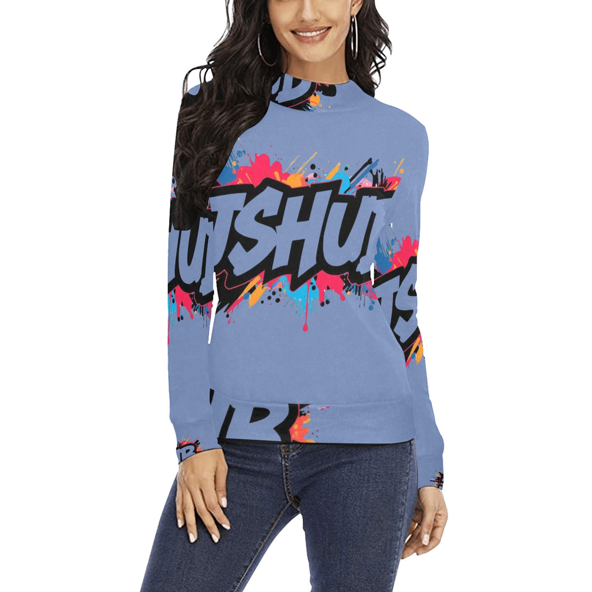 Maglione a collo alto da donna H43 con stampa all-over elegante e confortevole