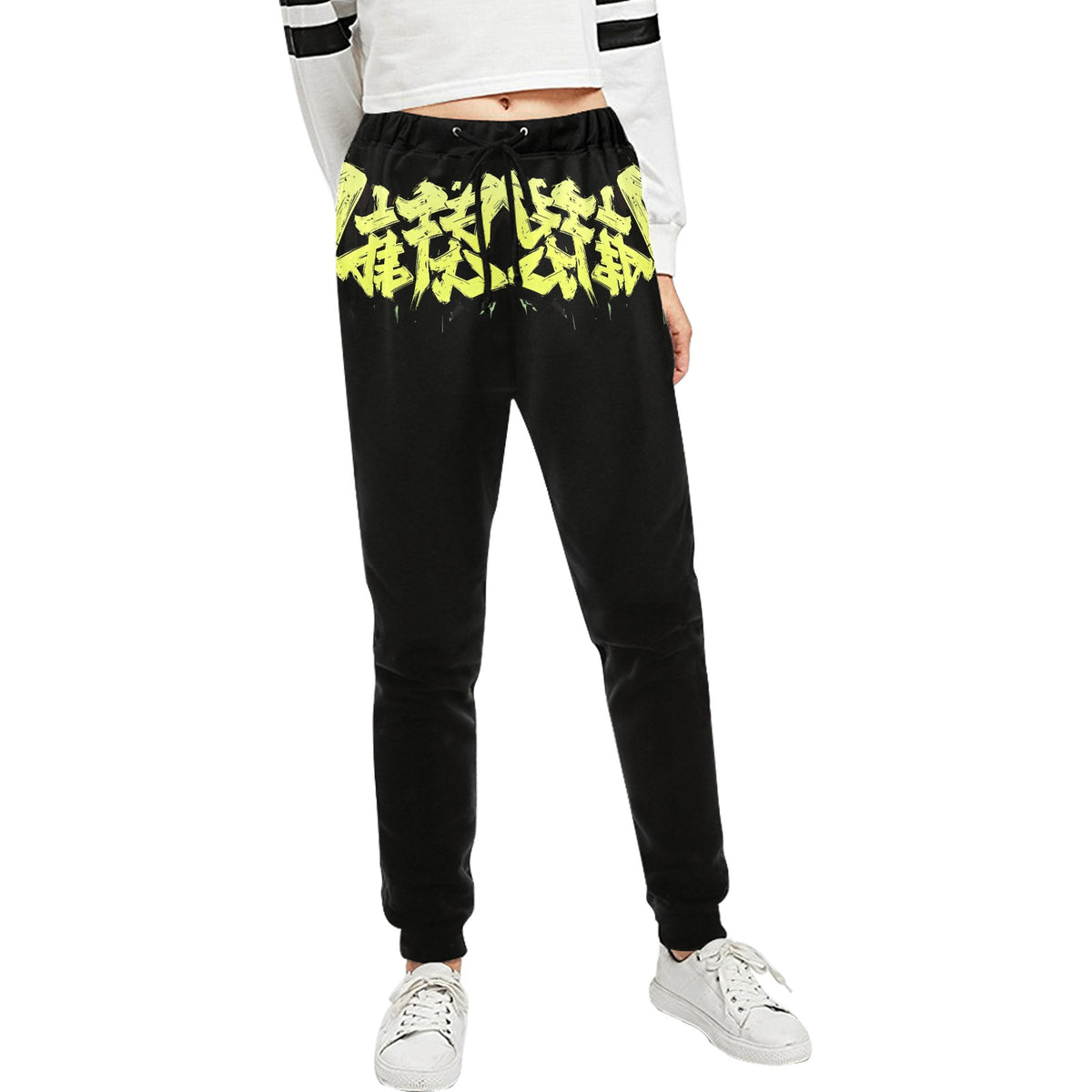 Pantalone tuta donna MOMO Bloom – Nero con stampa gialla