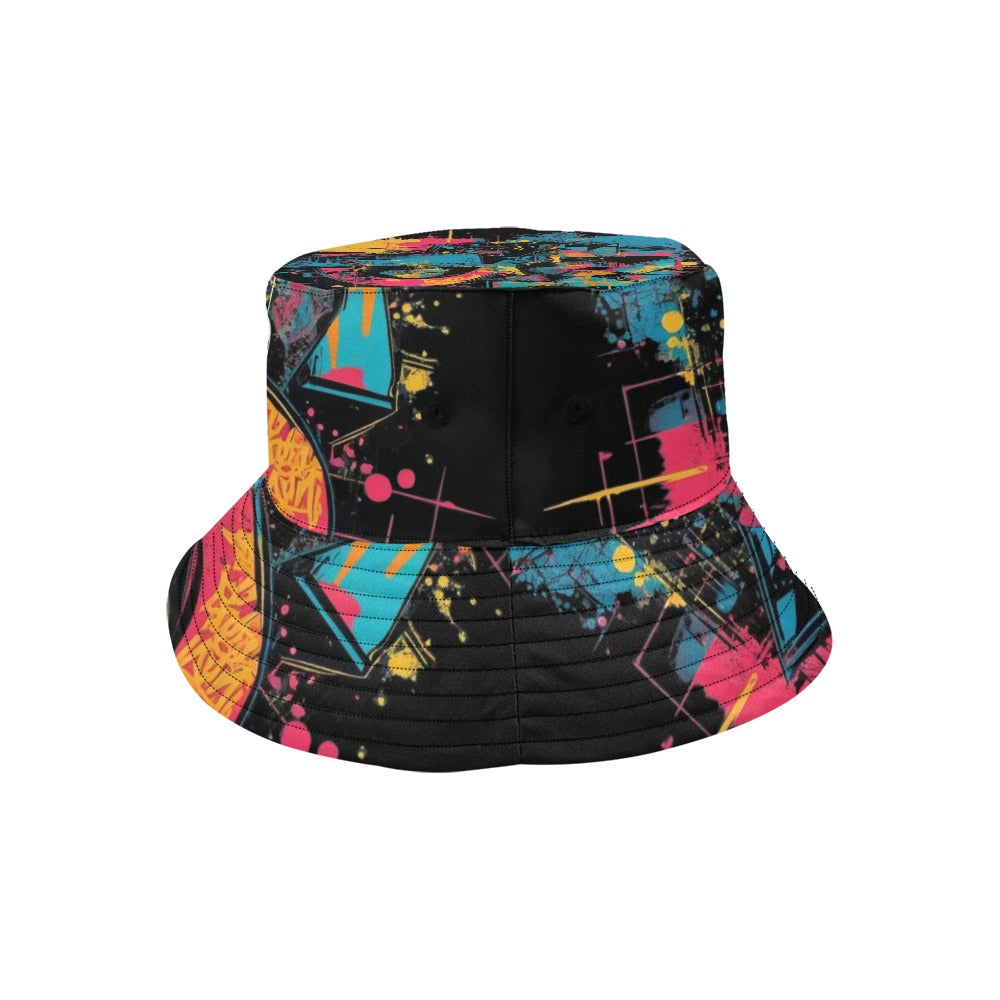 Cappello da Pescatore Donna Visual Riot – Cotone Twill con Stampa Graffiti All-Over | Concrete Echoes