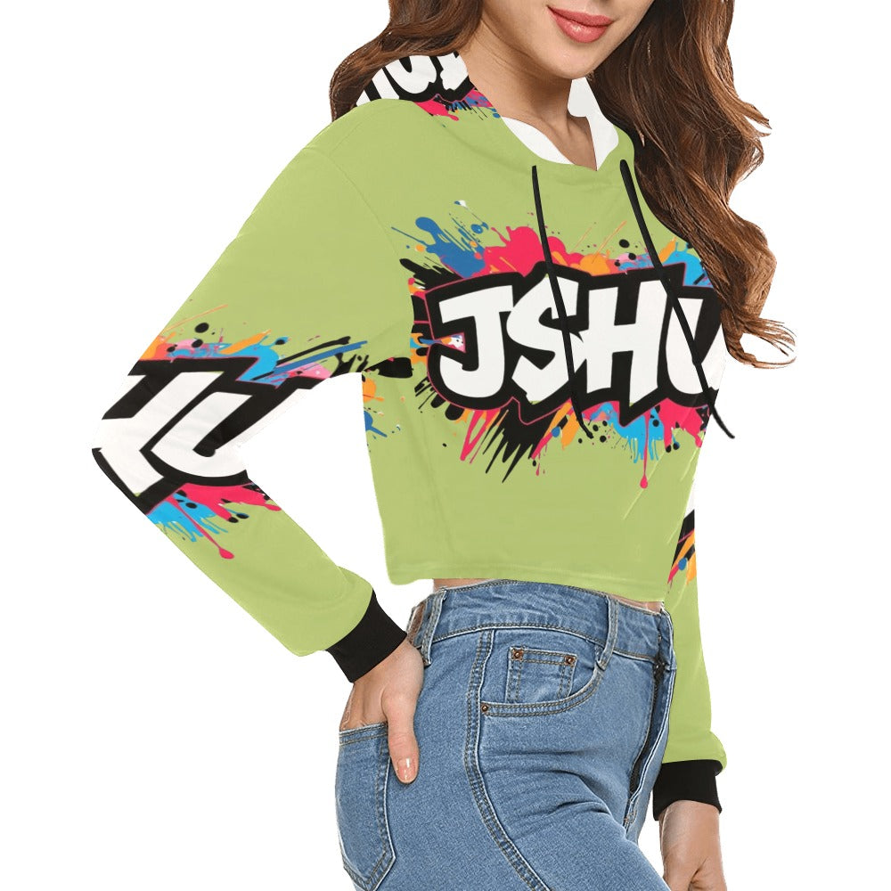 Felpa Corta con Cappuccio da Donna – Stampa All Over JSHub
