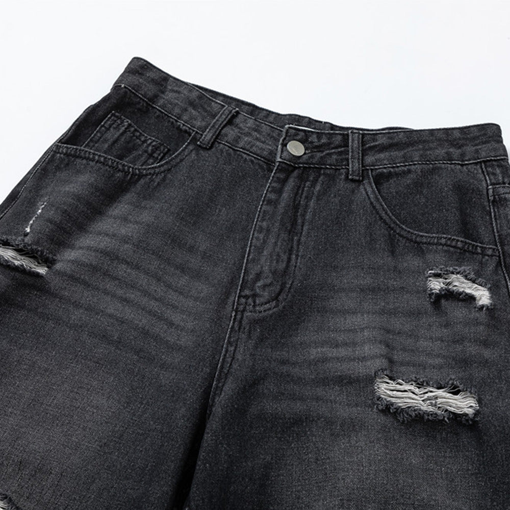Jeans Uomo Urban Camo Destroyed Straight Fit Denim