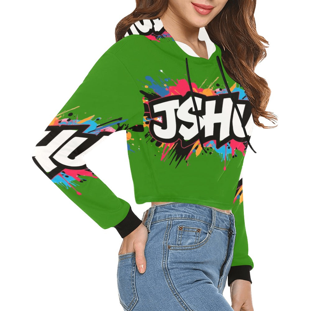 Felpa Corta con Cappuccio da Donna – Stampa All Over JSHub
