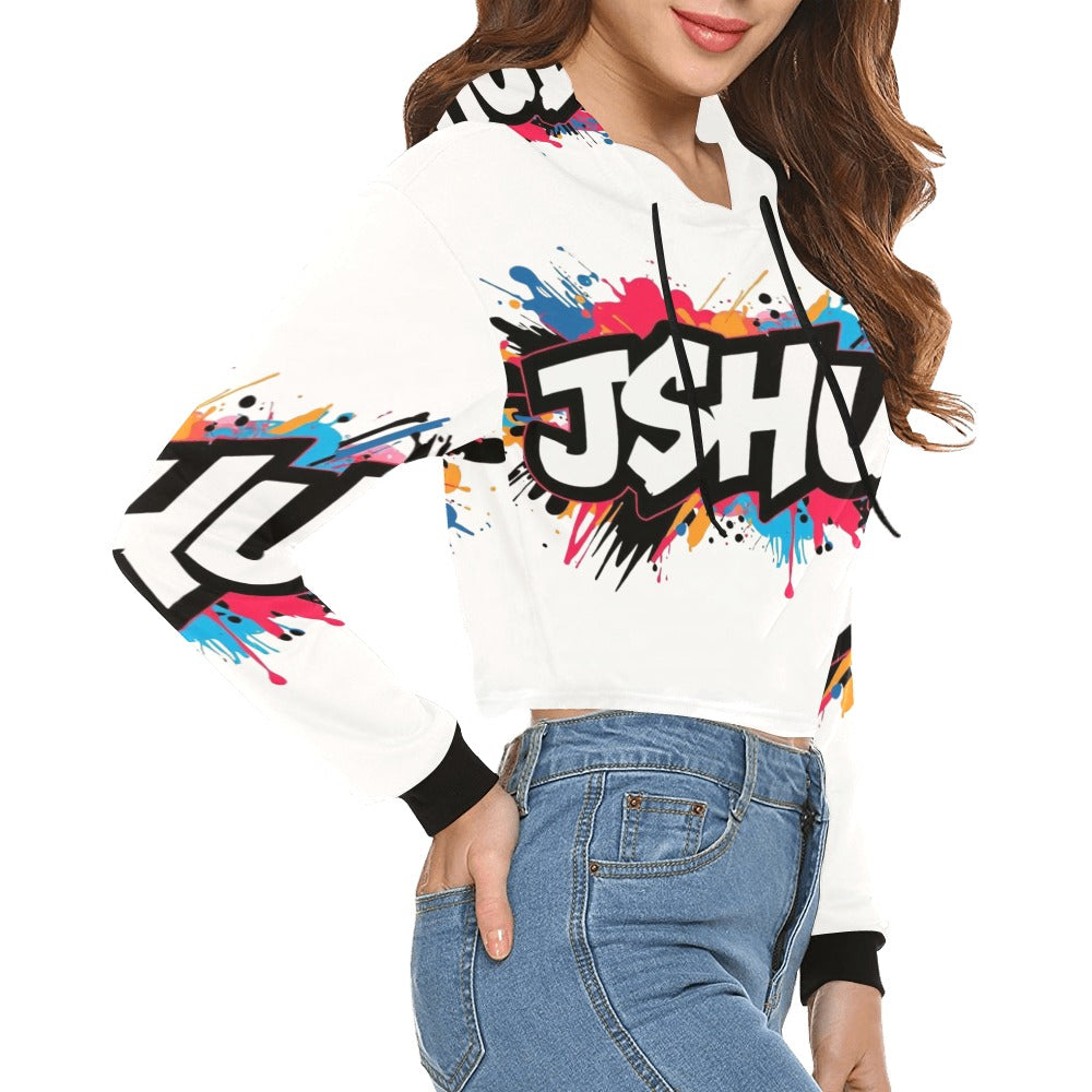 Felpa Corta con Cappuccio da Donna – Stampa All Over JSHub