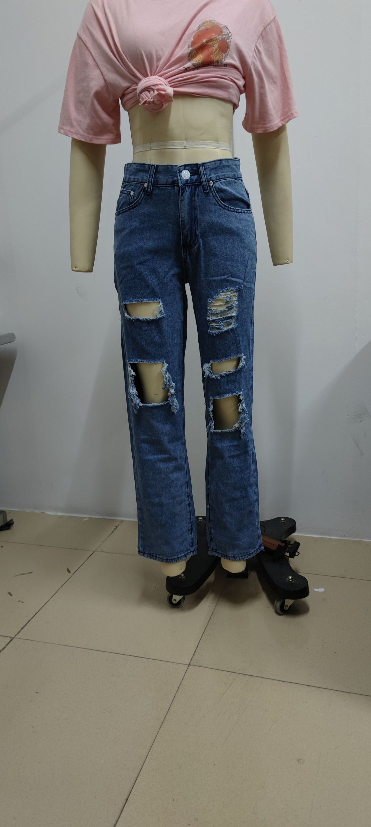 jeans strappati wide leg