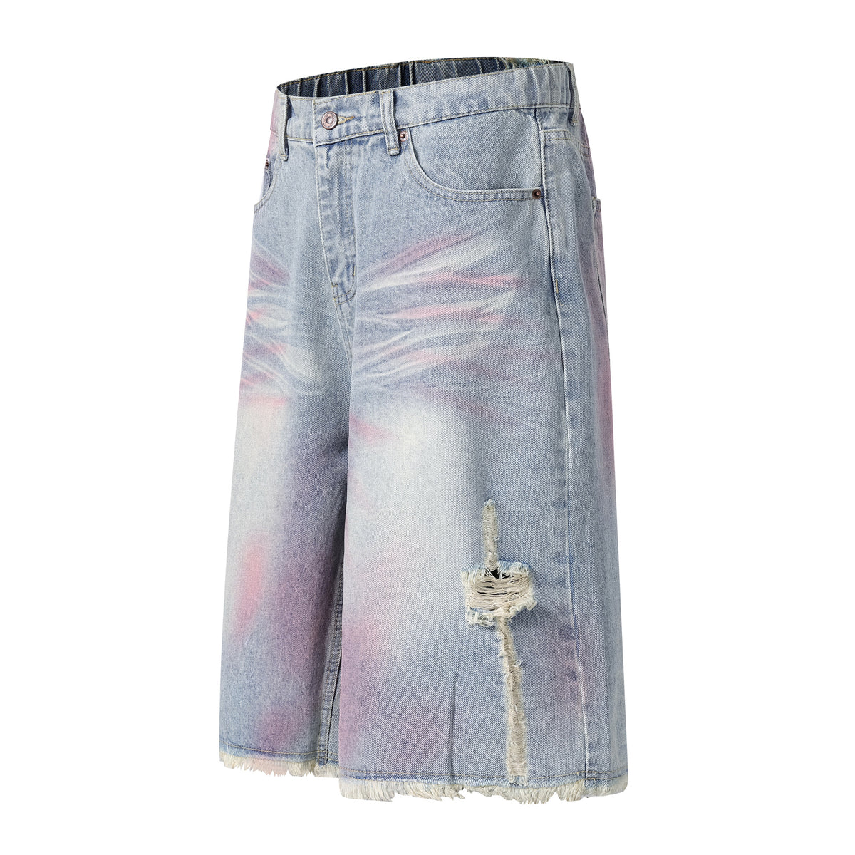 Bermuda “Fray District” denim 7/8 distressed