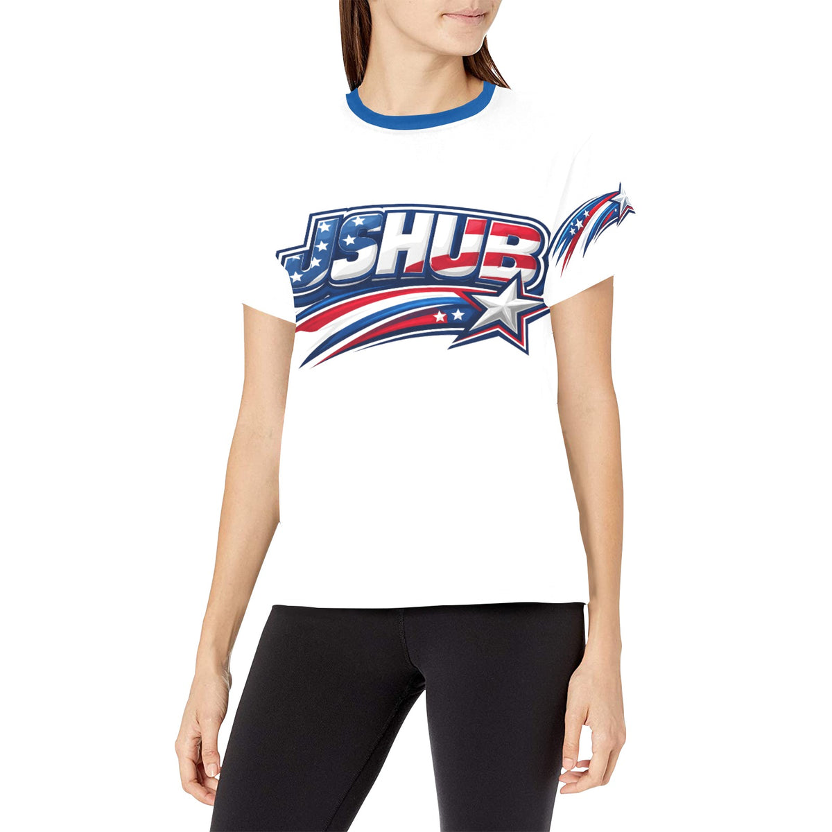 T Shirt USA Donna Bianca JSHUB Nation Winter 2026 Streetwear All Over