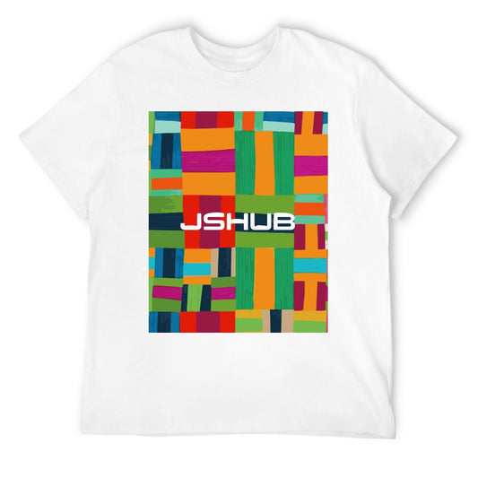 T-Shirt Uomo JSHUB Mosaic Blocks Bianca in Cotone 100% – Stampa Artistica Urban Color